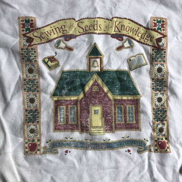Vintage Sewing Seeds of Knowledge mock sweatshirt - Picture 1 of 5